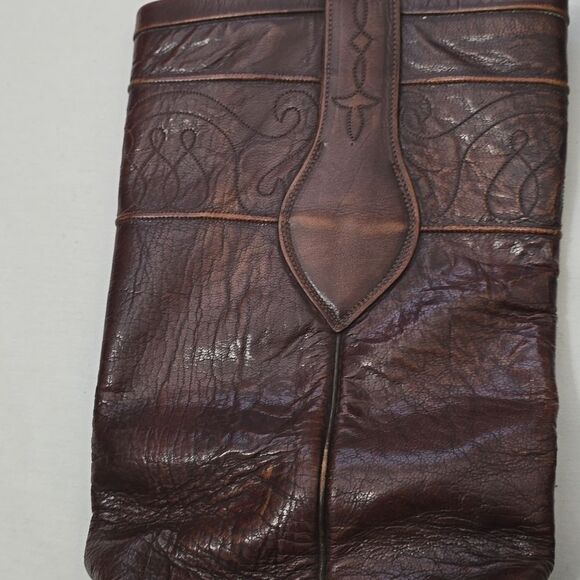 VTG Lucchese Biltrite men\'s Brown Leather‎ Square Toe Cowboy Boots 9.5D Western main image 12